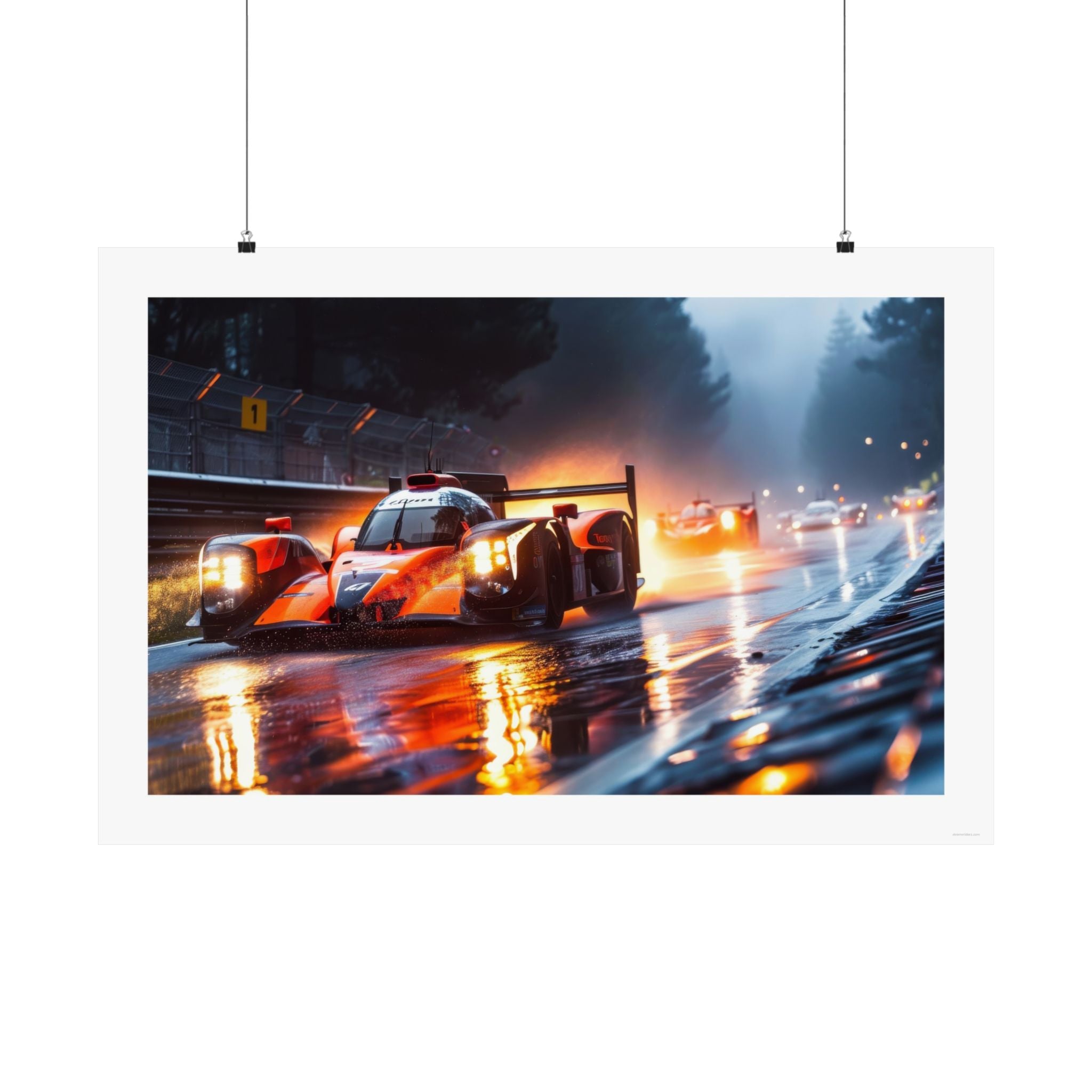 Wet Le Mans Gallery Print, Le Mans race in the rain, race cars, track, La Mans, France